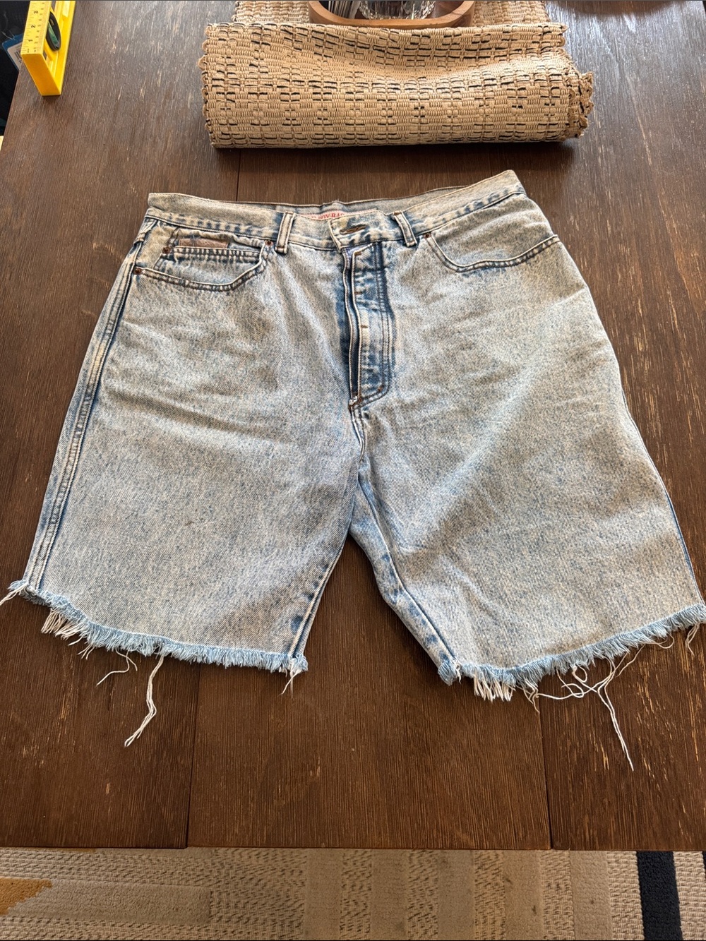 Vintage 90s Bugle Boy Men’s Acid Wash Denim Cutoff Jorts Frayed Shorts 36